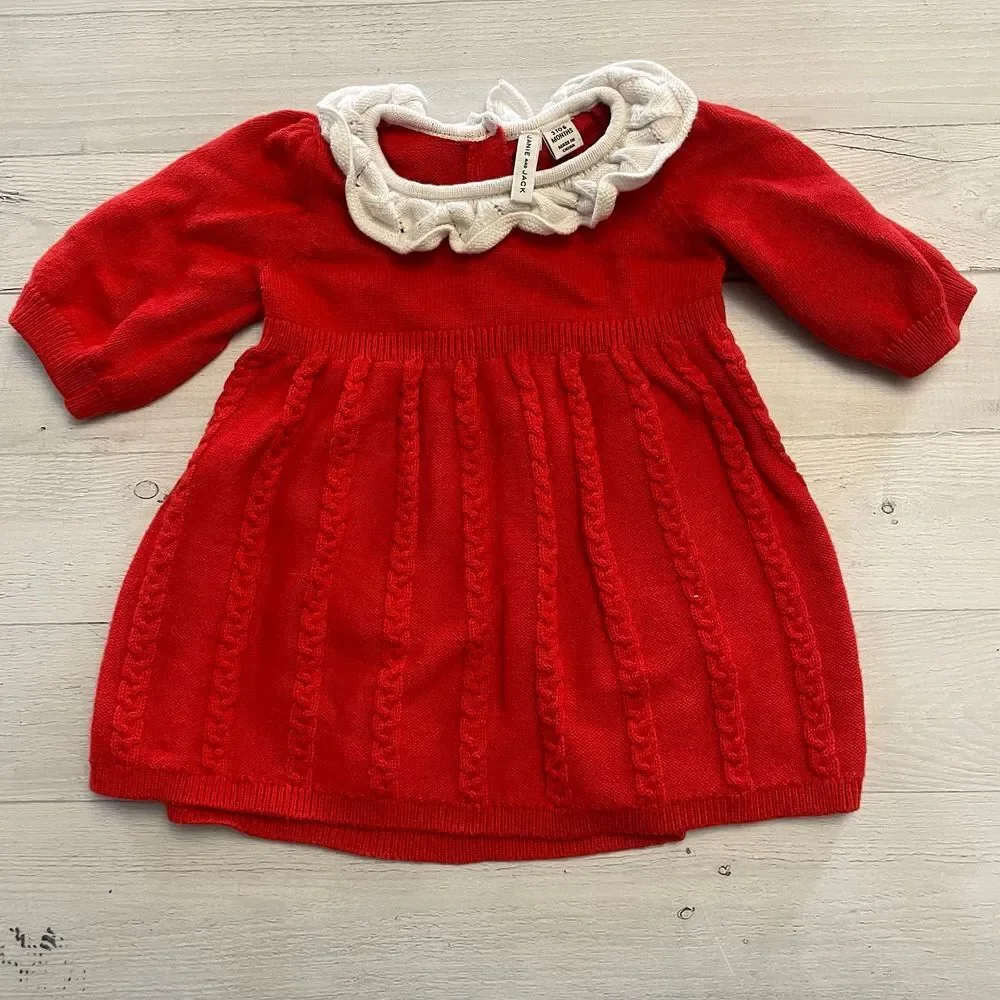 Janie & Jack baby girls red sweater dress 3-6 months‎